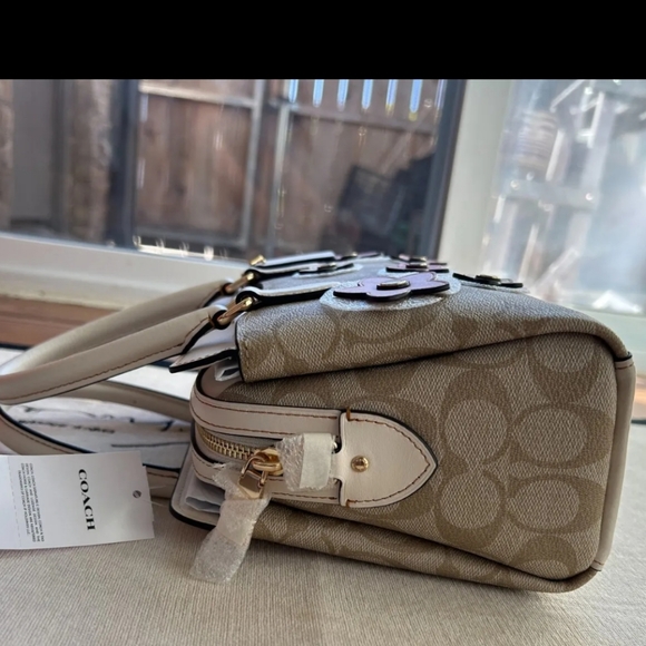 Coach NWT Signature Purse Bag + Crossby Strap Satchel Rare Floral Applique - Picture 11 of 15